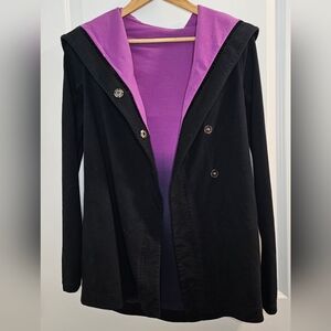 [Lululemon] Reversable Ombre Purple & Black 3 Snap Hooded Jacket Woman Small